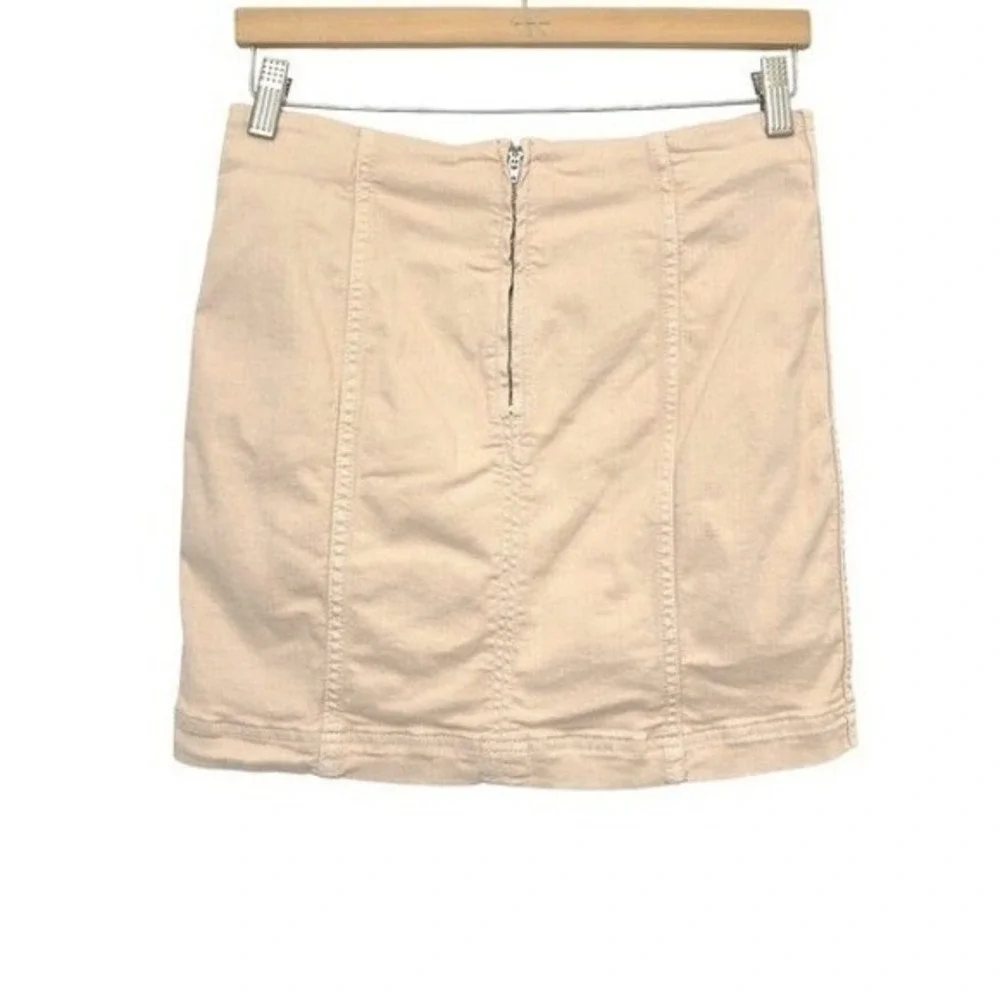 Free People Modern Femme Denim Mini‎ Skirt 8 Stone High-Waisted Bodycon Neutral